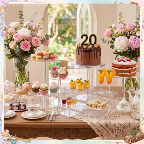 8 Pcs Acrylic Dessert Cupcake Stands Set, Clear in Clear, alternate view 2