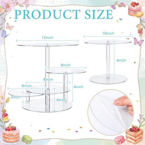 8 Pcs Acrylic Dessert Cupcake Stands Set, Clear in Clear, alternate view 3