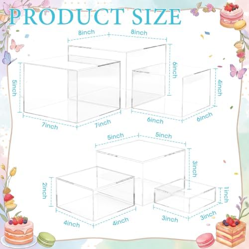 8 Pcs Acrylic Dessert Cupcake Stands Set, Clear in Clear, alternate view 4