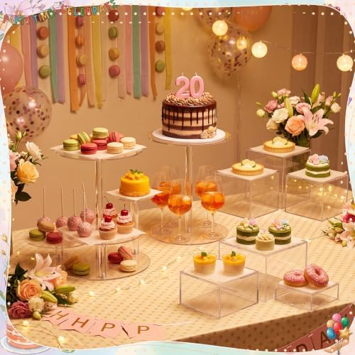 8 Pcs Acrylic Dessert Cupcake Stands Set, Clear in Clear, alternate view 6