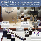 8 Pcs Acrylic Display Block Clear Cube 4 x 4 x 1 Inch, Photo Props in 4 x 4 x 1 Inch in clear, alternate view 3