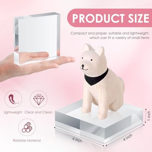 8 Pcs Acrylic Display Block Clear Cube 4 x 4 x 1 Inch, Photo Props in 4 x 4 x 1 Inch in clear, alternate view 4