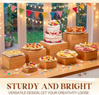 8 Pcs Bamboo Buffet Risers and Stands for Food, 4''-8.8'' in Bamboo, alternate view 2