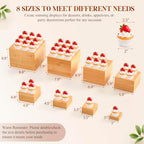 8 Pcs Bamboo Buffet Risers and Stands for Food, 4''-8.8'' in Bamboo, alternate view 3