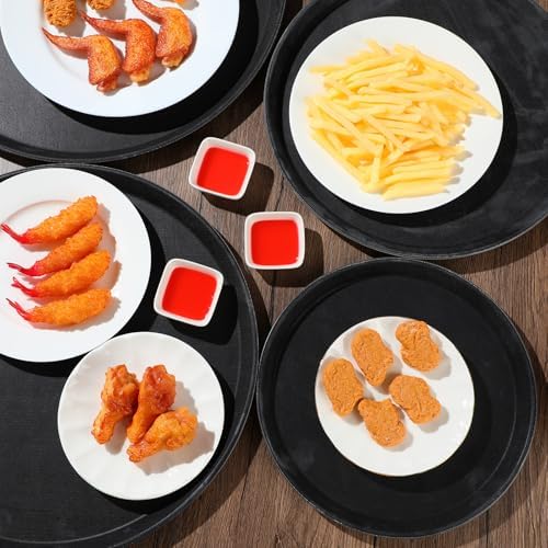 8 Pcs Bar Service Tray Round Plastic Non Slip,11", 14", 16", 18", alternate view 2