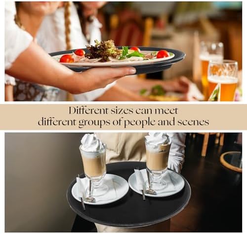 8 Pcs Bar Service Tray Round Plastic Non Slip,11", 14", 16", 18", alternate view 7