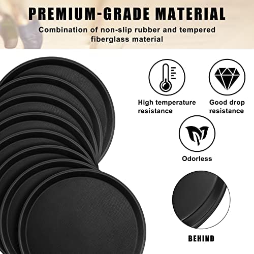 8 Pcs Bar Service Tray Round Plastic Non Slip,11", 16", alternate view 4