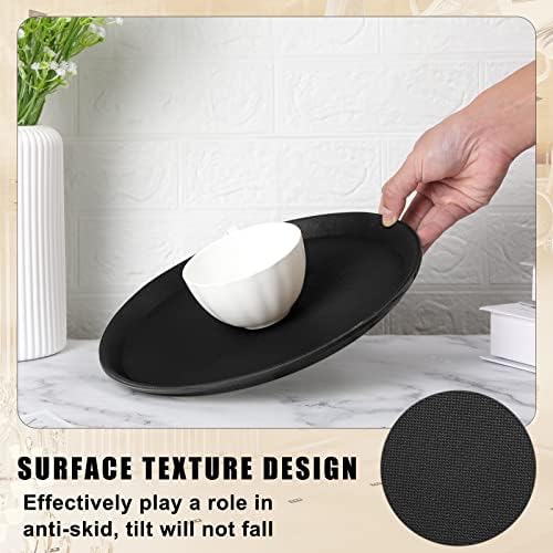 8 Pcs Bar Service Tray Round Plastic Non Slip,11", 16", alternate view 6