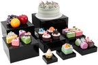 8 PCS Black Buffet Risers, Large Food Risers for Buffet Table, Dessert Table Display Set, Food Stands for