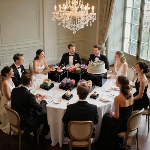 8 PCS Black Buffet Risers, Large Food Risers for Buffet Table, Dessert Table Display Set, Food Stands for, alternate view 2