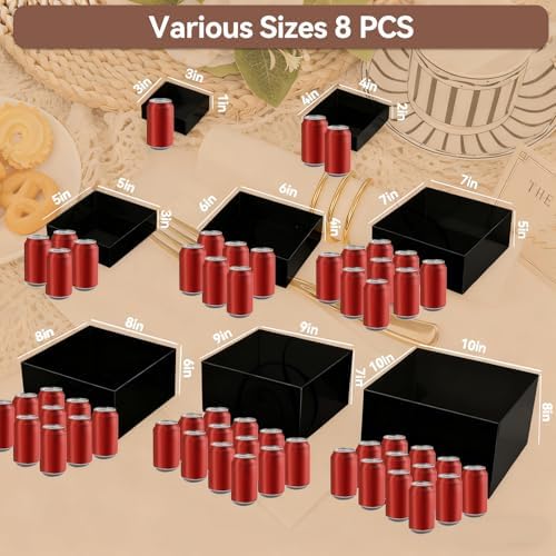 8 PCS Black Buffet Risers, Large Food Risers for Buffet Table, Dessert Table Display Set, Food Stands for, alternate view 3