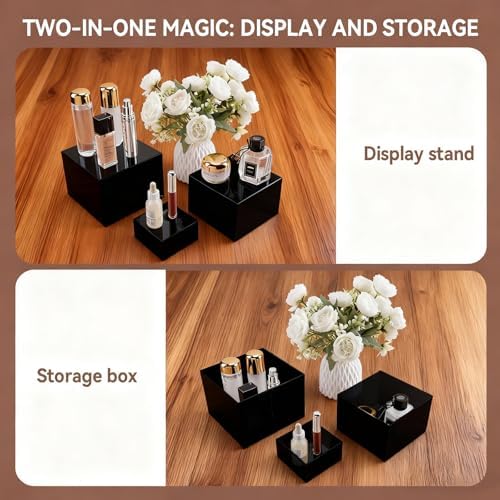 8 PCS Black Buffet Risers, Large Food Risers for Buffet Table, Dessert Table Display Set, Food Stands for, alternate view 5