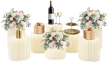 8 Pcs Cake Display Stands, Cardboard Cupcake Buffet Risers, 12" Foldable Reusable Food Display Risers With
