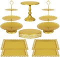 8 Pcs Cake Stand Gold Metal Dessert Table Display Set, 3-Tier Cupcake Stand, Cake Display Tower and Cookie Tray