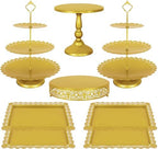 8 Pcs Cake Stand Gold Metal Dessert Table Display Set, 3-Tier Cupcake Stand, Cake Display Tower and Cookie Tray