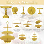 8 Pcs Cake Stand Gold Metal Dessert Table Display Set, 3-Tier Cupcake Stand, Cake Display Tower and Cookie Tray, alternate