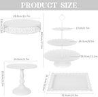 8 Pcs Cake Stand White Metal Dessert Table Display Set, 3-Tier Cupcake Stand, Cake Display Tower and Cookie Tray, alternate