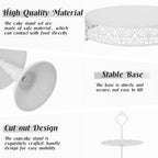 8 Pcs Cake Stand White Metal Dessert Table Display Set, 3-Tier Cupcake Stand, Cake Display Tower and Cookie Tray, alternate