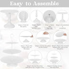 8 Pcs Cake Stand White Metal Dessert Table Display Set, 3-Tier Cupcake Stand, Cake Display Tower and Cookie Tray, alternate