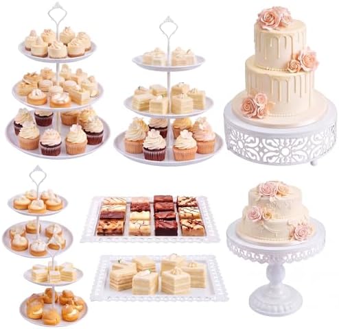 8 Pcs Cake Stands Set Metal Dessert Table Display Tiered Cupcake Holder Candy Donut Fruit Plate Cake Serving