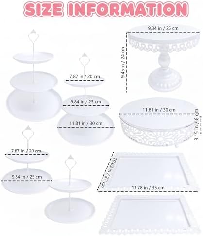 8 Pcs Cake Stands Set Metal Dessert Table Display Tiered Cupcake Holder Candy Donut Fruit Plate Cake Serving, alternate view