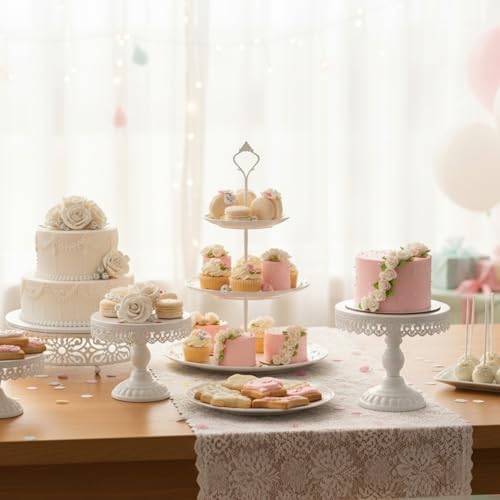 8 Pcs Cake Stands Set Metal Dessert Table Display Tiered Cupcake Holder Candy Donut Fruit Plate Cake Serving, alternate view