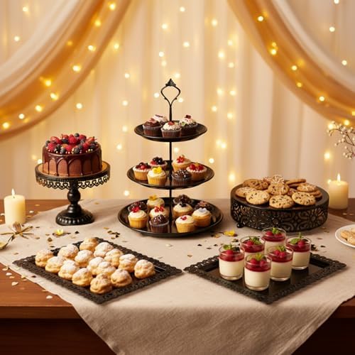 8 Pcs Cake Stands Set Metal Dessert Table Display Tiered Cupcake Holder Candy Donut Fruit Plate Cake Serving, alternate view