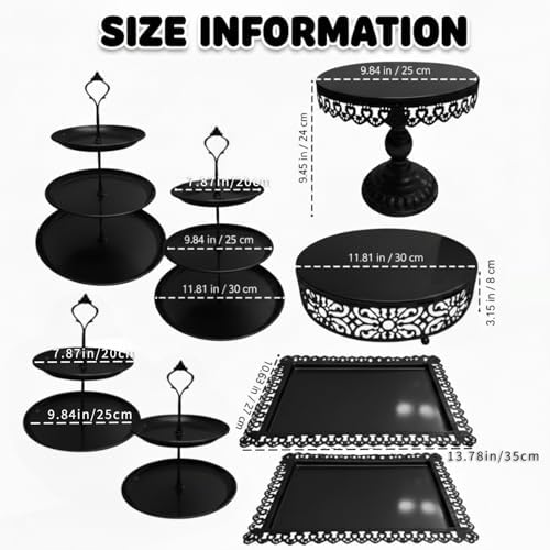 8 Pcs Cake Stands Set Metal Dessert Table Display Tiered Cupcake Holder Candy Donut Fruit Plate Cake Serving, alternate view