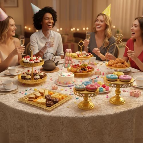 8 Pcs Cake Stands Set Metal Dessert Table Display Tiered Cupcake Holder Candy Donut Fruit Plate Cake Serving, alternate view
