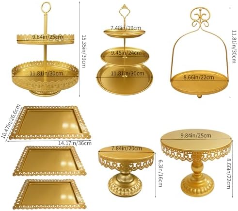 8 Pcs Cake Stands Set Metal Dessert Table Display Tiered Cupcake Holder Candy Donut Fruit Plate Cake Serving, alternate view