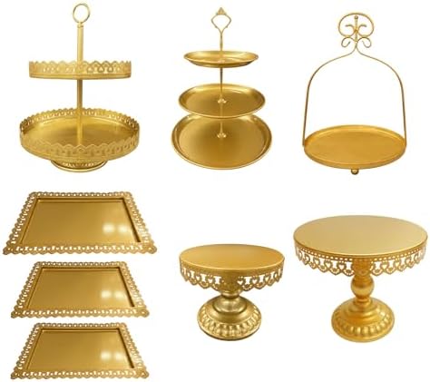 8 Pcs Cake Stands Set Metal Dessert Table Display Tiered Cupcake Holder Candy Donut Fruit Plate Cake Serving, alternate view