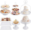 8 Pcs Cake Stands Set Metal Dessert Table Display Tiered Cupcake Holder Candy Donut Fruit Plate Cake Serving