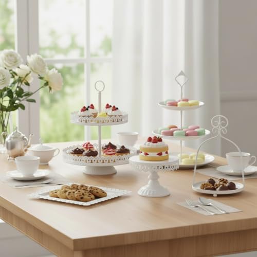 8 Pcs Cake Stands Set Metal Dessert Table Display Tiered Cupcake Holder Candy Donut Fruit Plate Cake Serving, alternate view