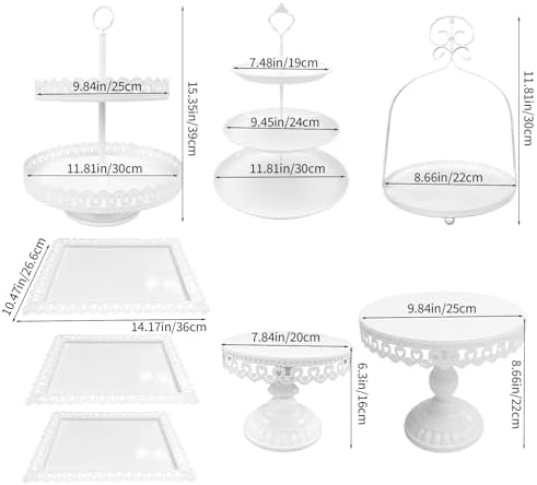 8 Pcs Cake Stands Set Metal Dessert Table Display Tiered Cupcake Holder Candy Donut Fruit Plate Cake Serving, alternate view
