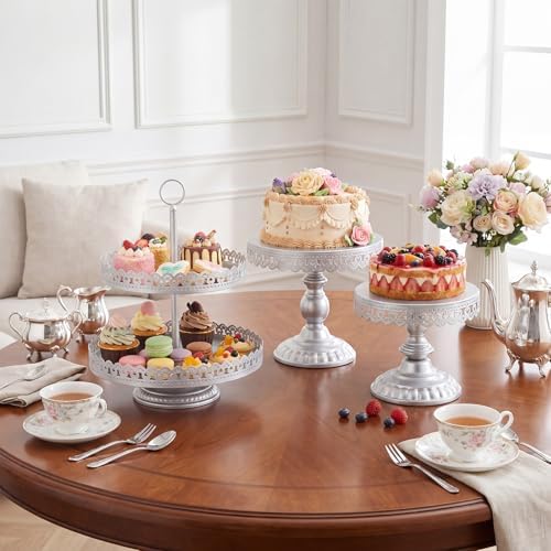 8 Pcs Cake Stands Set Metal Dessert Table Display Tiered Cupcake Holder Candy Donut Fruit Plate Cake Serving, alternate view