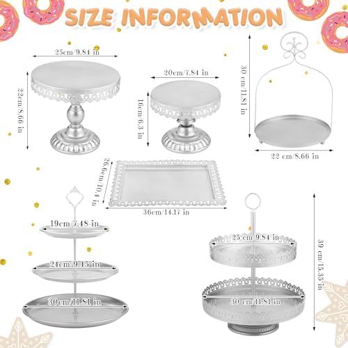 8 Pcs Cake Stands Set Metal Dessert Table Display Tiered Cupcake Holder Candy Donut Fruit Plate Cake Serving, alternate view