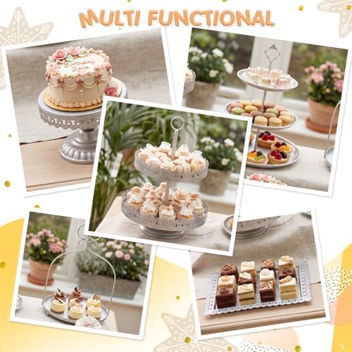 8 Pcs Cake Stands Set Metal Dessert Table Display Tiered Cupcake Holder Candy Donut Fruit Plate Cake Serving, alternate view