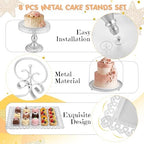 8 Pcs Cake Stands Set Metal Dessert Table Display Tiered Cupcake Holder Candy Donut Fruit Plate Cake Serving, alternate view