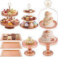 8 Pcs Cake Stands Set Metal Dessert Table Display Tiered Cupcake Holder Candy Donut Fruit Plate Cake Serving