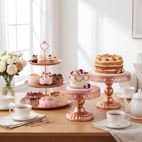 8 Pcs Cake Stands Set Metal Dessert Table Display Tiered Cupcake Holder Candy Donut Fruit Plate Cake Serving, alternate view
