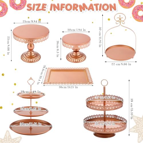 8 Pcs Cake Stands Set Metal Dessert Table Display Tiered Cupcake Holder Candy Donut Fruit Plate Cake Serving, alternate view