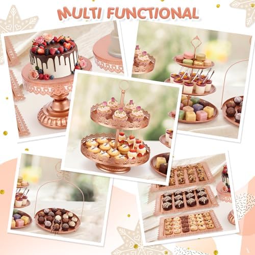 8 Pcs Cake Stands Set Metal Dessert Table Display Tiered Cupcake Holder Candy Donut Fruit Plate Cake Serving, alternate view