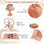 8 Pcs Cake Stands Set Metal Dessert Table Display Tiered Cupcake Holder Candy Donut Fruit Plate Cake Serving, alternate view