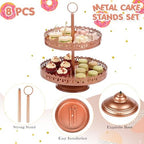 8 Pcs Cake Stands Set Metal Dessert Table Display Tiered Cupcake Holder Candy Donut Fruit Plate Cake Serving, alternate view