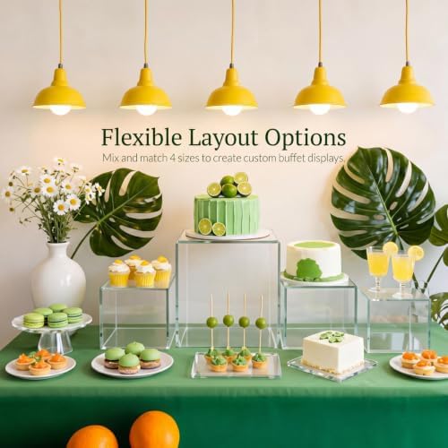 8 Pcs Clear Acrylic Buffet Risers Set 5" to 7.8" Acrylic Display Box 4 Different Height Square Catering Dessert, alternate