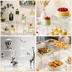 8 Pcs Clear Acrylic Buffet Risers Set 5" to 7.8" Acrylic Display Box 4 Different Height Square Catering Dessert, alternate