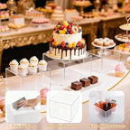 8 Pcs Clear Acrylic Buffet Risers Set 5" to 7.8" Acrylic Display Box 4 Different Height Square Catering Dessert, alternate