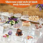 8 Pcs Clear Acrylic Buffet Risers Set 5" to 7.8" Acrylic Display Box 4 Different Height Square Catering Dessert, alternate