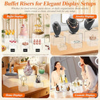 8 Pcs Clear Acrylic Buffet Risers with LED Fairy Lights, Acrylic Food Risers with Mini Sign and Maker, Clear, alternate view