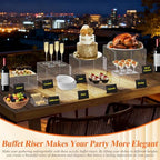 8 Pcs Clear Acrylic Buffet Risers with Mini Sign and Maker, Buffet Risers and Stands Clear Food Display Risers, alternate